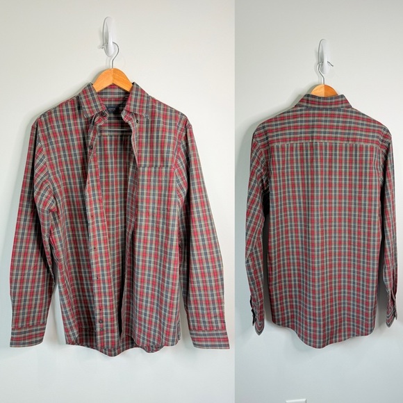 Arrow Men’s Plaid Red Green Gray Button Up (S) - Picture 1 of 7